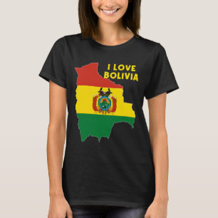 Hallo Sucre I Herz Bolivien Karte Flagge Stolz Bol T-Shirt
