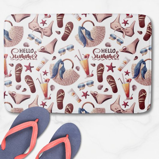 Hallo Summer Beach Vibes Fun Vacation Muster Badematte