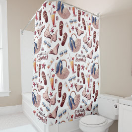 Hallo Summer Beach Vibes Fun Vacation Muster Duschvorhang