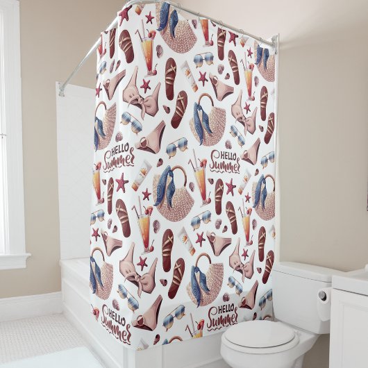 Hallo Summer Beach Vibes Fun Vacation Muster Duschvorhang