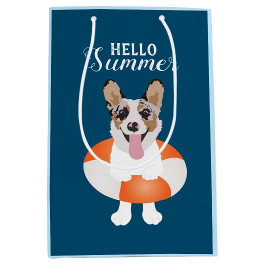 Hallo Summer Corgi Beach Dog Mittlere Geschenktüte (Vorderseite)