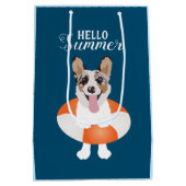 Hallo Summer Corgi Beach Dog Mittlere Geschenktüte (Rückseite)