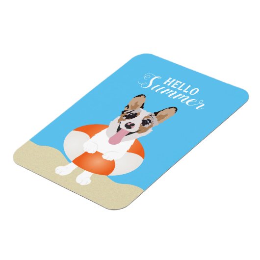 Hallo Summer Corgi Beach Hunde Magnet (Linke Seite)