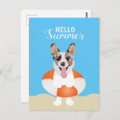 Hallo Summer Corgi Beach Hunde Postkarte (Vorne/Hinten)
