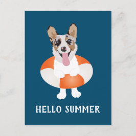 Hallo Summer Corgi Beach Hunde Postkarte