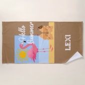 Hallo Summer Pink Flamingo Design - Beach Handtuch (Vorderseite)