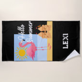 Hallo Summer Pink Flamingo Design - Beach Handtuch (Vorderseite)