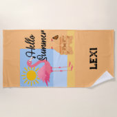 Hallo Summer Pink Flamingo Design - Beach Handtuch (Vorderseite)