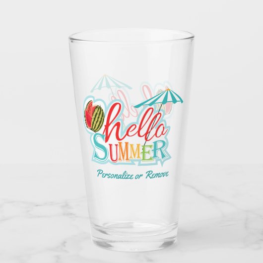 Hallo Summer Quote Beach Trinkbehälter Glass Tumbl Glas (Vorderseite)
