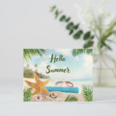 Hallo Summer Tropical Beach, Seashells, Sonnenbril Postkarte (Stehend Vorderseite)