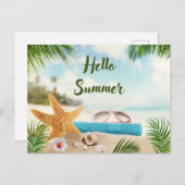 Hallo Summer Tropical Beach, Seashells, Sonnenbril Postkarte (Vorne/Hinten)
