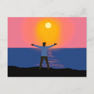 Hallo Sun Magical Sunset Beach Szene Postkarte