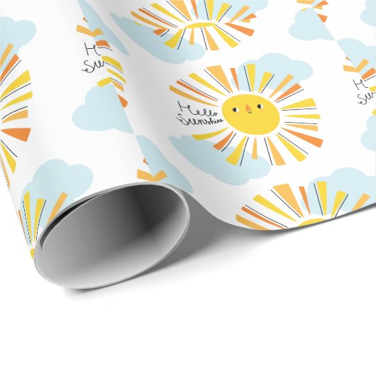 Hallo Sunshine Baby Dusche Geschenkpapier (Rolleneckpunkt)