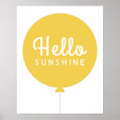 Hallo Sunshine | Balloon Scandinavien Niedlich Yel Poster (Vorne)