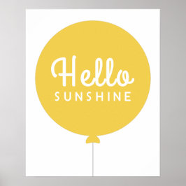 Hallo Sunshine | Balloon Scandinavien Niedlich Yel Poster