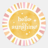 Hallo Sunshine Boho Baby Showaufkleber Runder Aufkleber (Vorderseite)