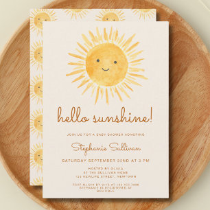 Hallo Sunshine Boho Gender-Neutral Baby Dusche Einladung