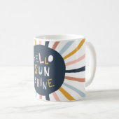 Hallo Sunshine: farbenfrohe kindische Typografie Kaffeetasse (VorderseiteRechts)