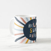 Hallo Sunshine: farbenfrohe kindische Typografie Kaffeetasse (Vorderseite Links)