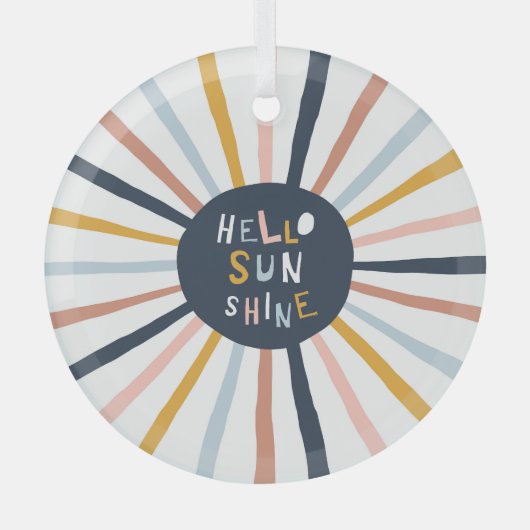 Hallo Sunshine: farbenfrohe kindische Typografie Ornament Aus Glas (Vorderseite)