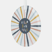 Hallo Sunshine: farbenfrohe kindische Typografie Ornament Aus Glas (Vorderseite links)