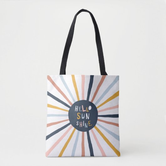 Hallo Sunshine: farbenfrohe kindische Typografie Tasche (Vorderseite)