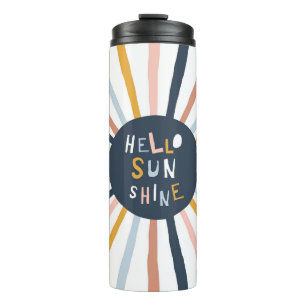 Hallo Sunshine: farbenfrohe kindische Typografie Thermosbecher