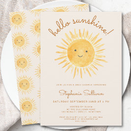 Hallo Sunshine Gender-Neutral Boho Baby Dusche Einladung