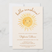 Hallo Sunshine Gender-Neutral Boho Baby Dusche Einladung (Vorderseite)
