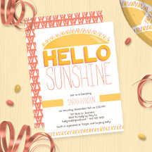 Hallo Sunshine Hand Lettered Gender Neutral