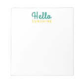 Hallo Sunshine | Modern Happy Yellow Green Notizblock (Vorderseite)