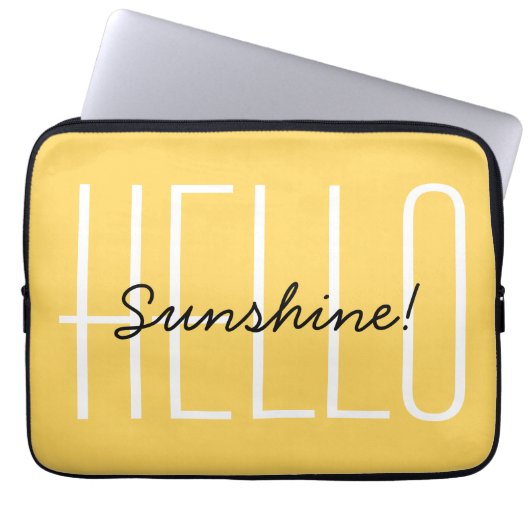 Hallo Sunshine Moderne Typografie Gelb Laptopschutzhülle (Vorderseite)