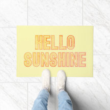 Hallo Sunshine Retro Typografie Yellow Door Mat