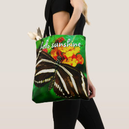 Hallo Sunshine Schwarz-weiß Stripes Butterfly Foto Tasche