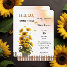 Hallo Sunshine Sonnenblume Garden Baby Dusche