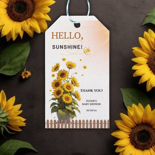 Hallo Sunshine Sonnenblume Garden Baby Dusche Geschenkanhänger
