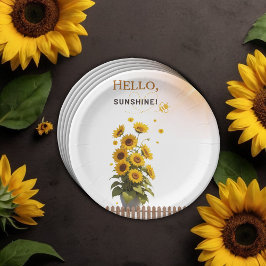 Hallo Sunshine Sonnenblume Garden Baby Dusche Pappteller