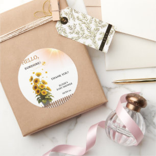 Hallo Sunshine Sonnenblume Garden Baby Dusche Runder Aufkleber