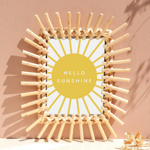 Hallo Sunshine Sun Modern Scandi Mustard Yellow Poster