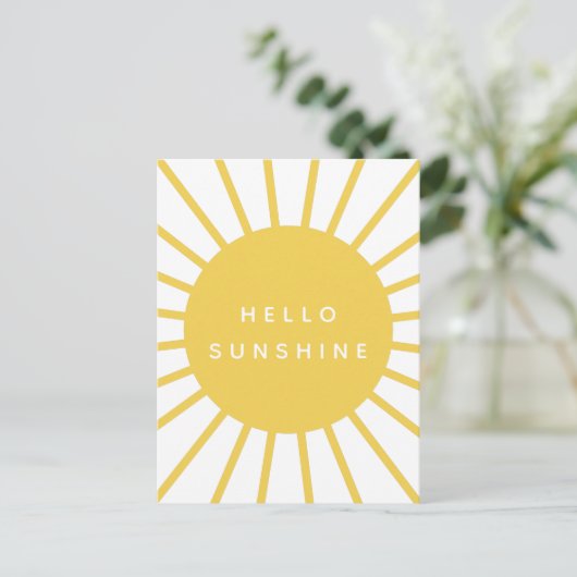 Hallo Sunshine | Sun Modern Scandi Mustard Yellow Postkarte (Stehend Vorderseite)