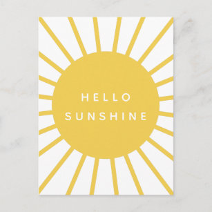 Hallo Sunshine   Sun Modern Scandi Mustard Yellow Postkarte