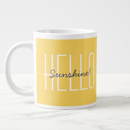 Hallo Sunshine Yellow Moderne Typografie Jumbo-Tasse (Links)