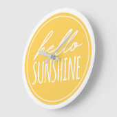 Hallo Sunshine Zitat Typografie Yellow White Große Wanduhr (Winkel)