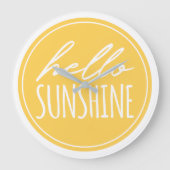 Hallo Sunshine Zitat Typografie Yellow White Große Wanduhr (Vorderseite)