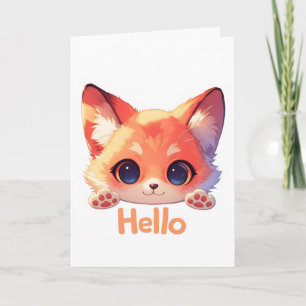 Hallo Süße Fuchs Anime Feiertagskarte