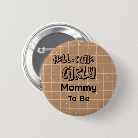 Hallo Süße Girly Niedliche Braune Gingham werdende Button (Vorne & Hinten)