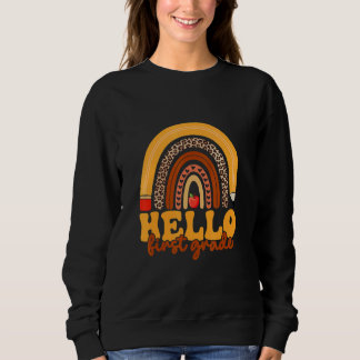 Hallo süße Lehrerin der ersten Klasse Leopard Rege Sweatshirt