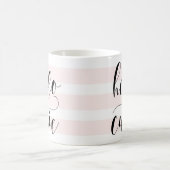 Hallo Süsse Moderne Kalligraphie | Rosa Streifen Kaffeetasse (Mittel)