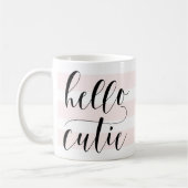 Hallo Süsse Moderne Kalligraphie | Rosa Streifen Kaffeetasse (Links)