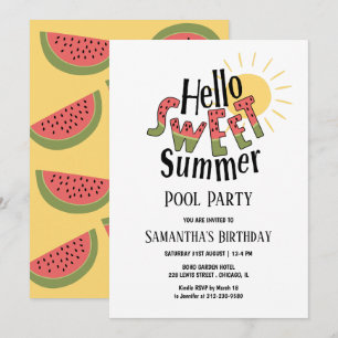 Hallo Süße Sommer Wassermelone Pool Party Geburtst Einladung